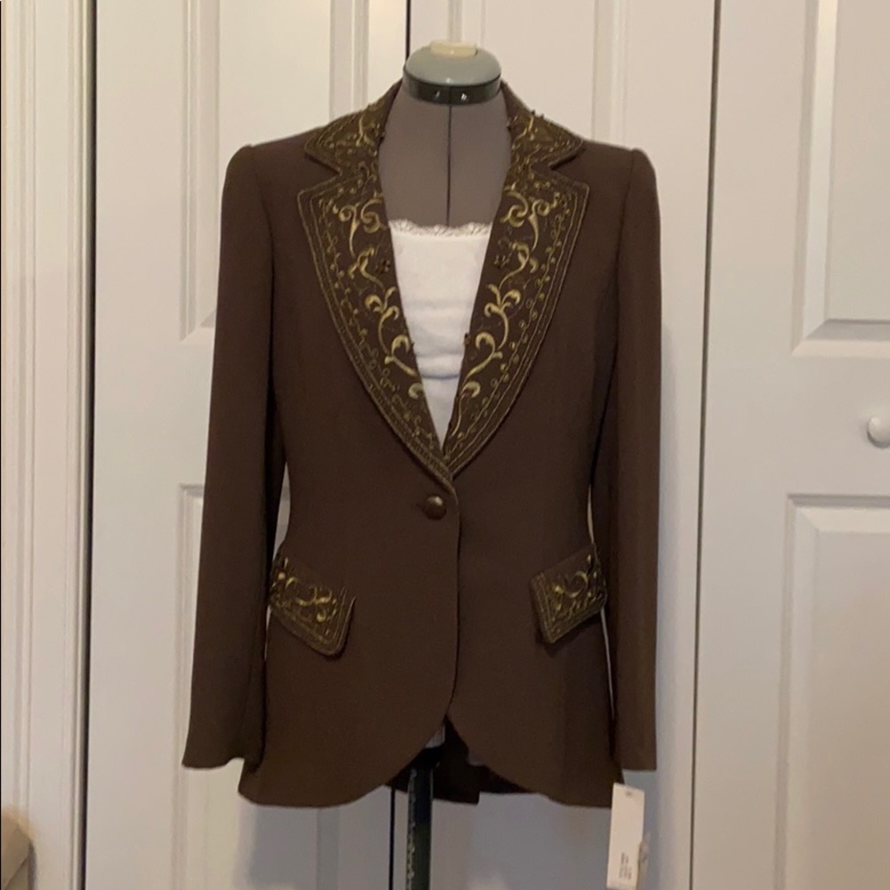 NEW Zelda ,  Embroidered And Beaded Olive Blazer